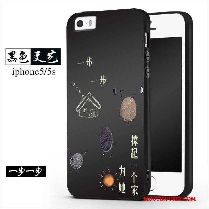 iPhone 5/5s Pesty Suede Pehmeä Neste Luova Trendi Kuori Musta Persoonallisuus
