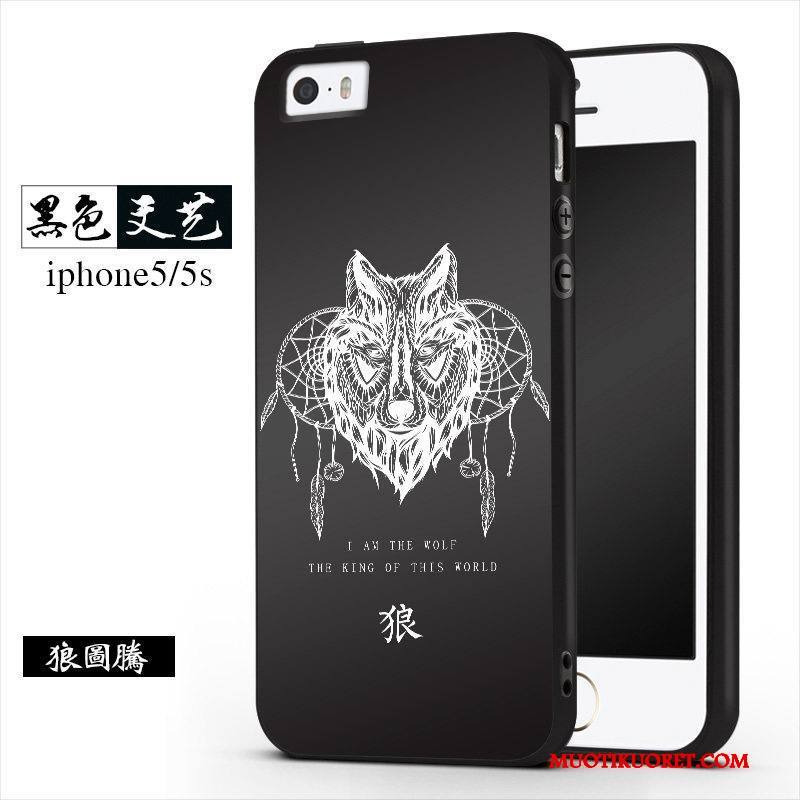 iPhone 5/5s Pesty Suede Pehmeä Neste Luova Trendi Kuori Musta Persoonallisuus