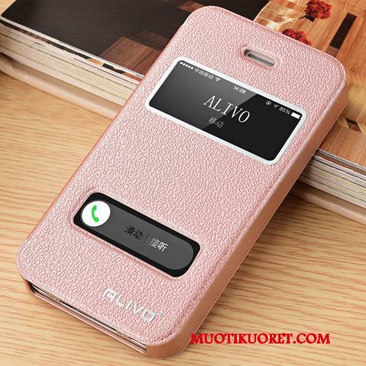 iPhone 5/5s Suojaus Nahkakotelo Simpukka Kulta Puhelimen Kuoret Kuori Murtumaton