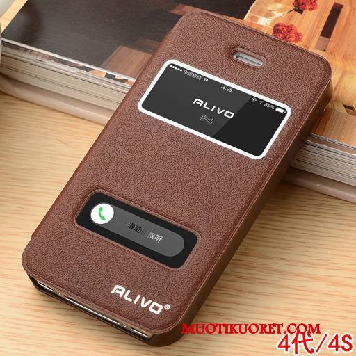 iPhone 5/5s Suojaus Nahkakotelo Simpukka Kulta Puhelimen Kuoret Kuori Murtumaton
