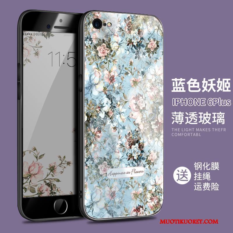 iPhone 6/6s Plus Kuori Puhelimen Kuoret All Inclusive Silikoni Kotelo Violetti Lasi Murtumaton
