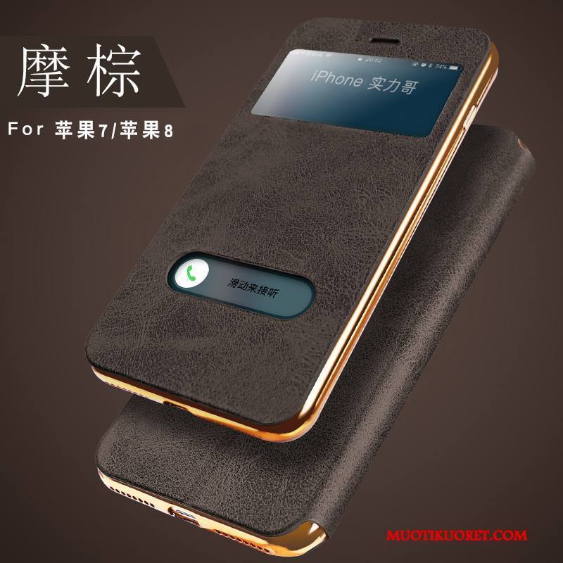 iPhone 7 Kuori All Inclusive Murtumaton Puhelimen Kuoret Nahka Simpukka Nahkakotelo Suojaus