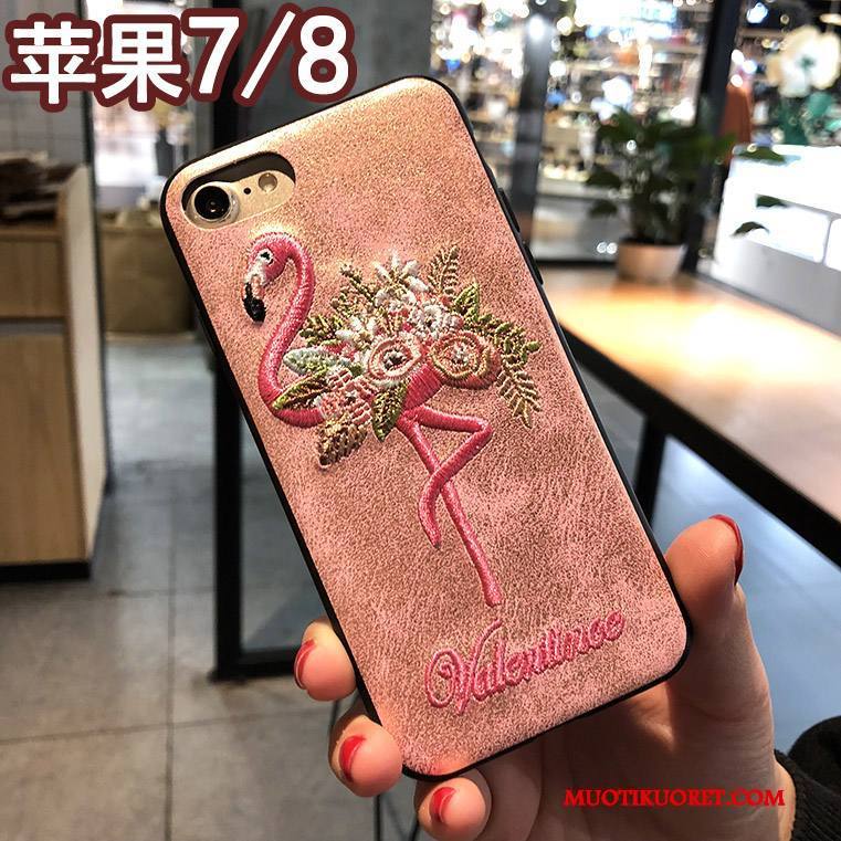 iPhone 7 Kuori Kirjonta Luova Puhelimen Kuoret Punainen Kotelo Jauhe Uusi