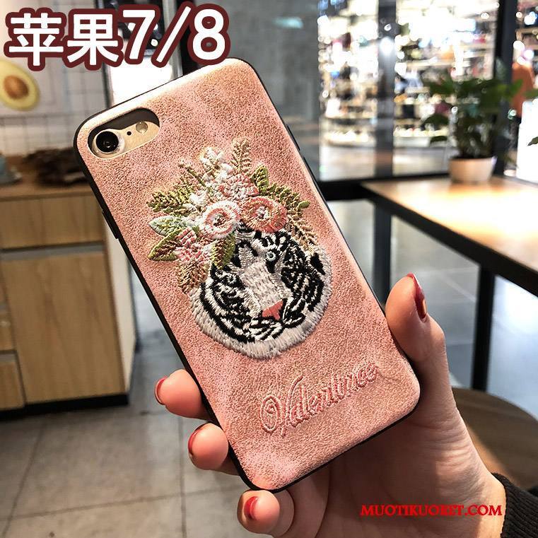 iPhone 7 Kuori Kirjonta Luova Puhelimen Kuoret Punainen Kotelo Jauhe Uusi