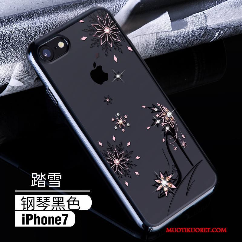 iPhone 7 Kuori Läpinäkyvä Kotelo Pinkki Strassi Sininen Ylellisyys Kova