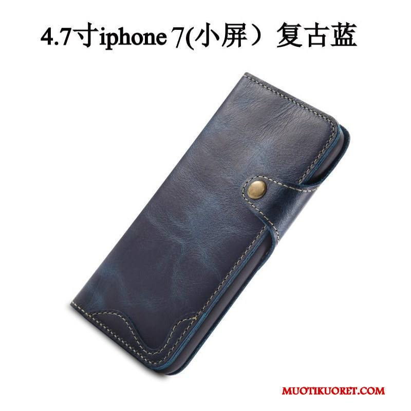 iPhone 7 Kuori Puhelimen Kuoret Aito Nahka Suojaus Murtumaton Nahkakotelo Viini Punainen