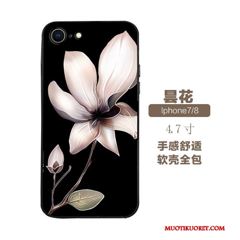 iPhone 7 Kuori Silikoni Kohokuviointi All Inclusive Puhelimen Kuoret Sininen Murtumaton Musta