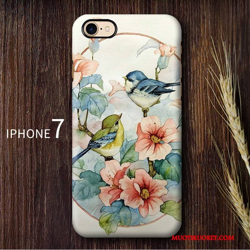 iPhone 7 Pesty Suede Taide Kova Puhelimen Kuoret Kuori Kiinalainen Tyyli Valkoinen