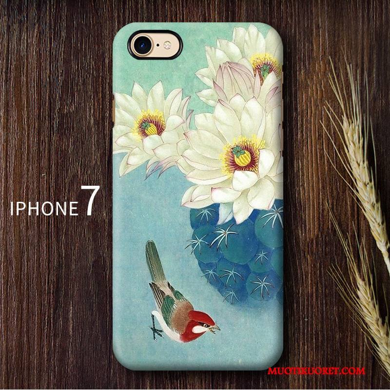 iPhone 7 Pesty Suede Taide Kova Puhelimen Kuoret Kuori Kiinalainen Tyyli Valkoinen