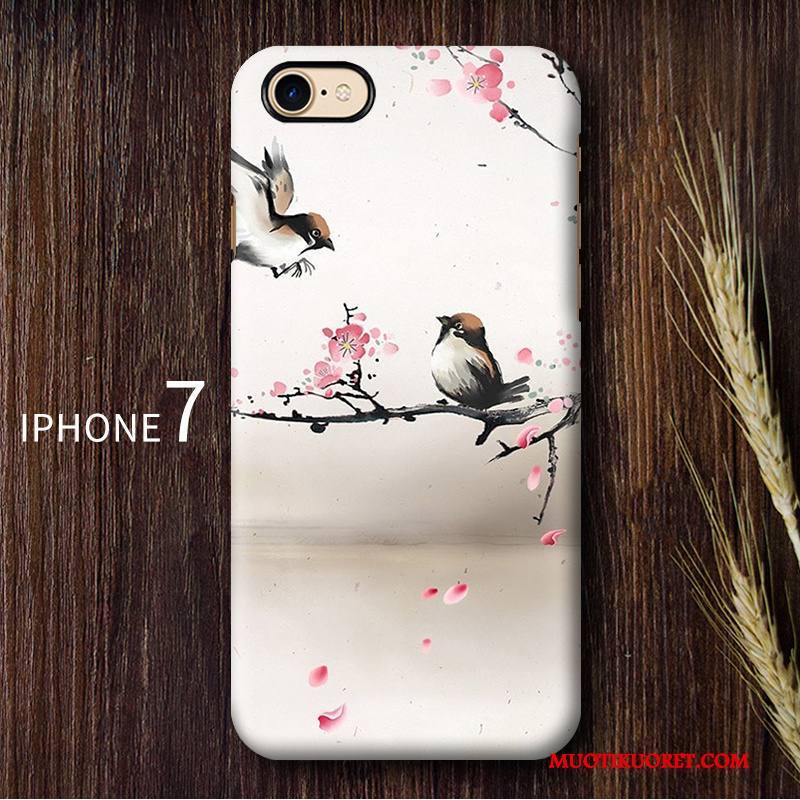 iPhone 7 Pesty Suede Taide Kova Puhelimen Kuoret Kuori Kiinalainen Tyyli Valkoinen