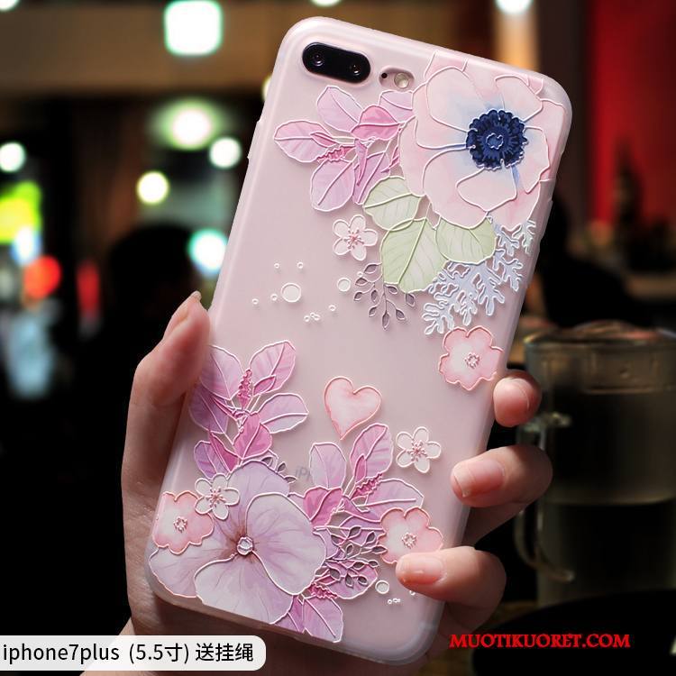 iPhone 7 Plus Kuori Tyylikäs Puhelimen Kuoret Murtumaton Pesty Suede Jauhe Tide-brändi Silikoni