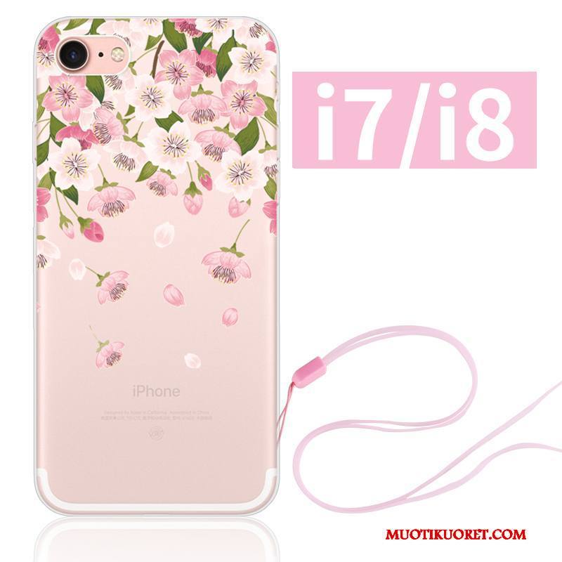 iPhone 8 Kuori Kani Kotelo Yksinkertainen Uusi Pesty Suede Ripustettavat Koristeet Kirsikka