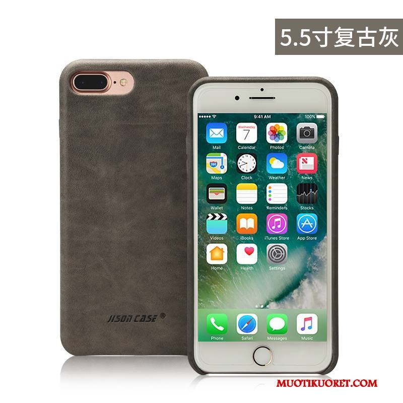 iPhone 8 Plus Kuori Aito Nahka Liiketoiminta Murtumaton All Inclusive Puhelimen Suojaus Vihreä