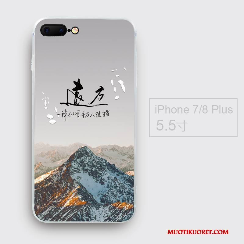 iPhone 8 Plus Kuori Murtumaton Sininen Kiinalainen Tyyli Trendi Persoonallisuus Pehmeä Neste Silikoni