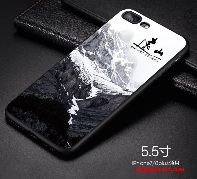iPhone 8 Plus Kuori Persoonallisuus Puhelimen Kuoret Musta Kotelo Pesty Suede Trendi Pehmeä Neste