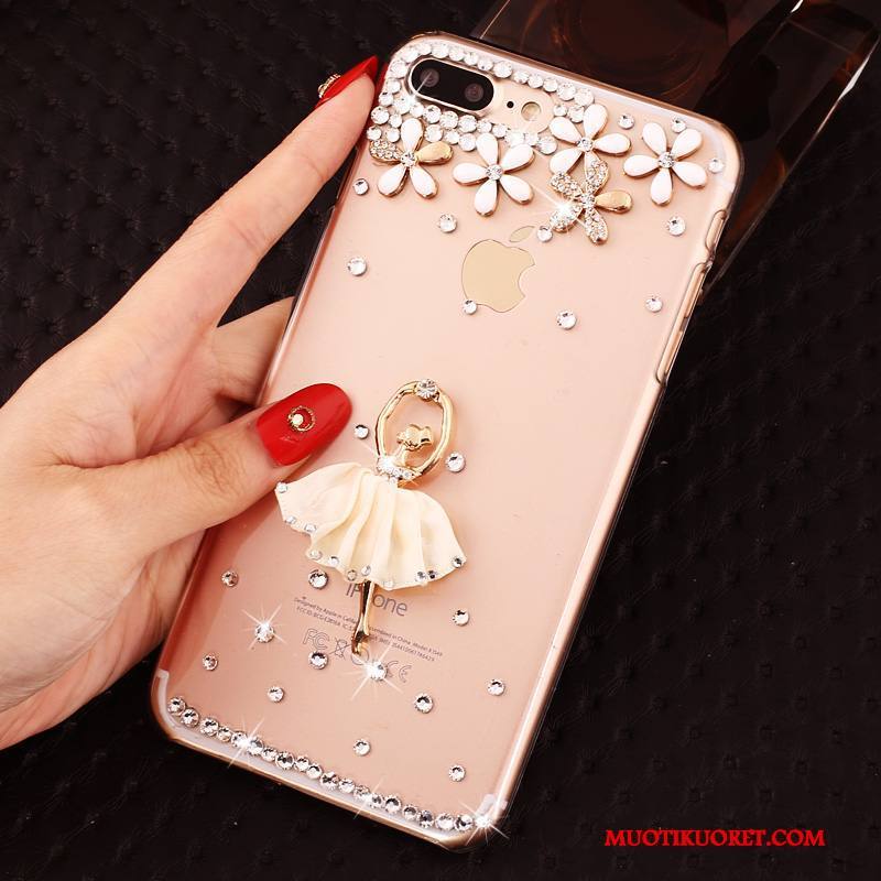 iPhone 8 Plus Kuori Rhinestone Inlay Strassi Suojaus Kotelo Läpinäkyvä Jauhe Puhelimen Kuoret