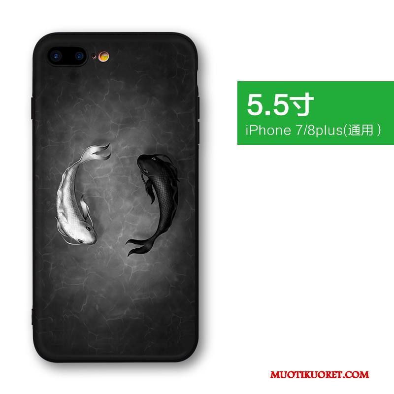 iPhone 8 Plus Kuori Ultra Pesty Suede Puhelimen Kuoret Musta Murtumaton All Inclusive Trendi