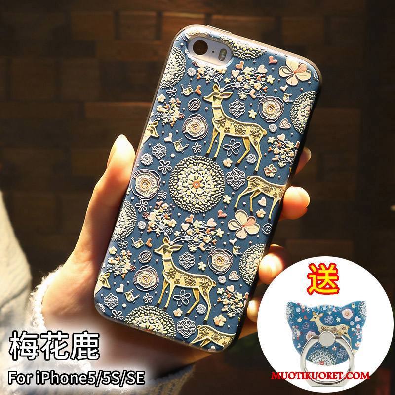 iPhone Se Kuori Pehmeä Neste Kohokuviointi Murtumaton All Inclusive Puhelimen Kuoret Vihreä Silikoni