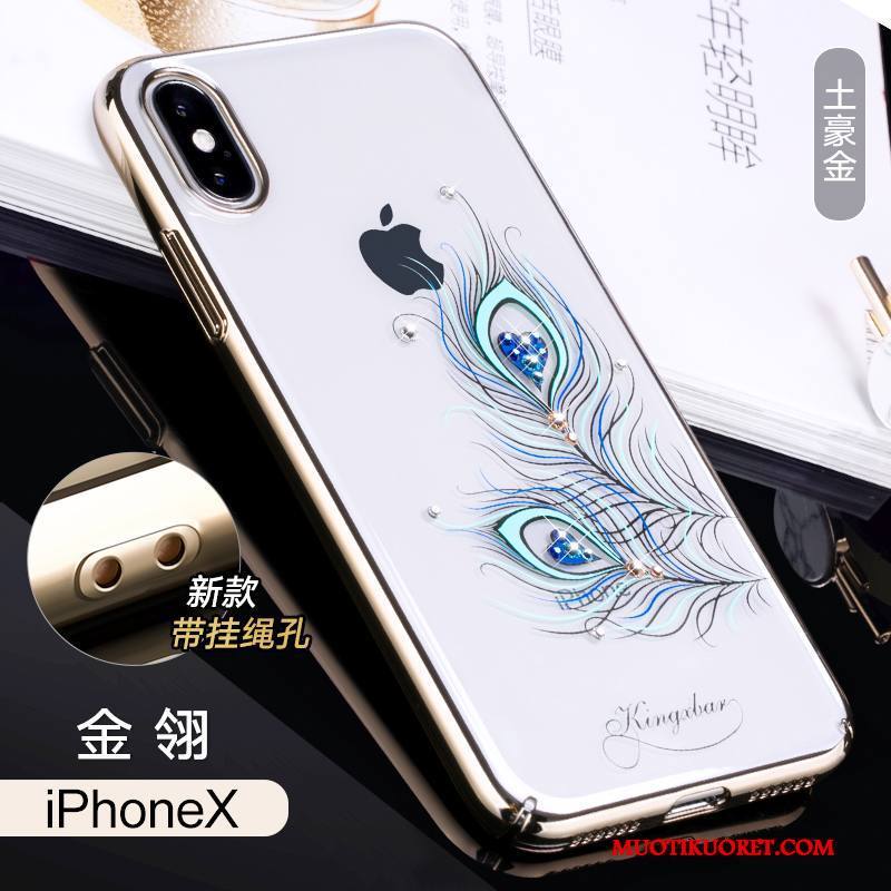 iPhone X Kulta Pinkki Strassi Kuori Ylellisyys Kova All Inclusive