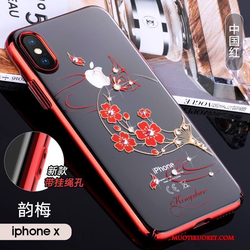iPhone X Kulta Pinkki Strassi Kuori Ylellisyys Kova All Inclusive