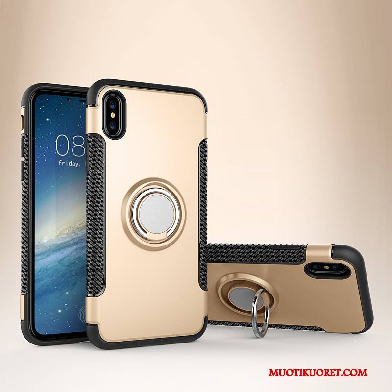 iPhone X Kuori Kulta Puhelimen Kuoret Pinkki Tuki Magneettinen Nahkakotelo Murtumaton