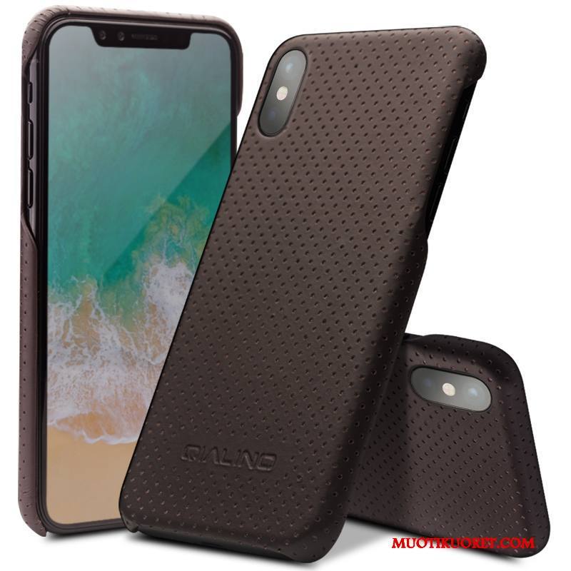 iPhone X Kuori Musta Puhelimen Kuoret Murtumaton Ohut Ultra Aito Nahka Uusi