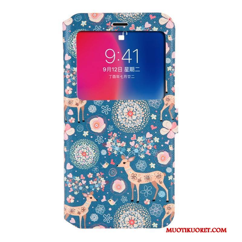 iPhone X Kuori Nahkakotelo Suojaus Puhelimen Kuoret Sininen Simpukka Murtumaton Silikoni