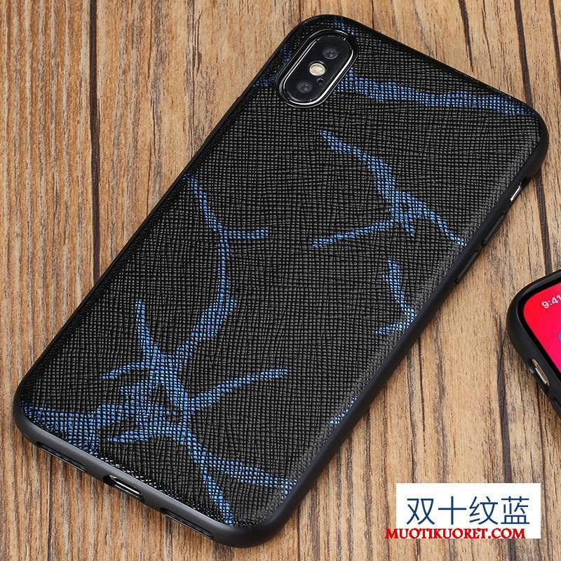 iPhone X Kuori Puhelimen Kuoret All Inclusive Persoonallisuus Ylellisyys Nahkakotelo Aito Nahka Sininen
