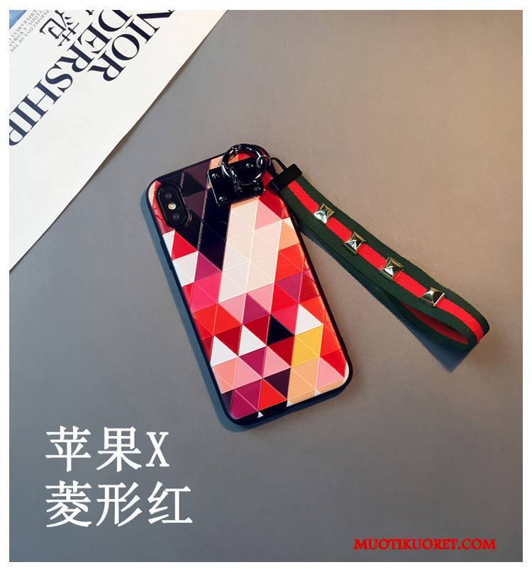 iPhone X Kuori Puhelimen Kuoret Kohokuviointi Rakastunut Timantti Trendi Yksinkertainen Violetti