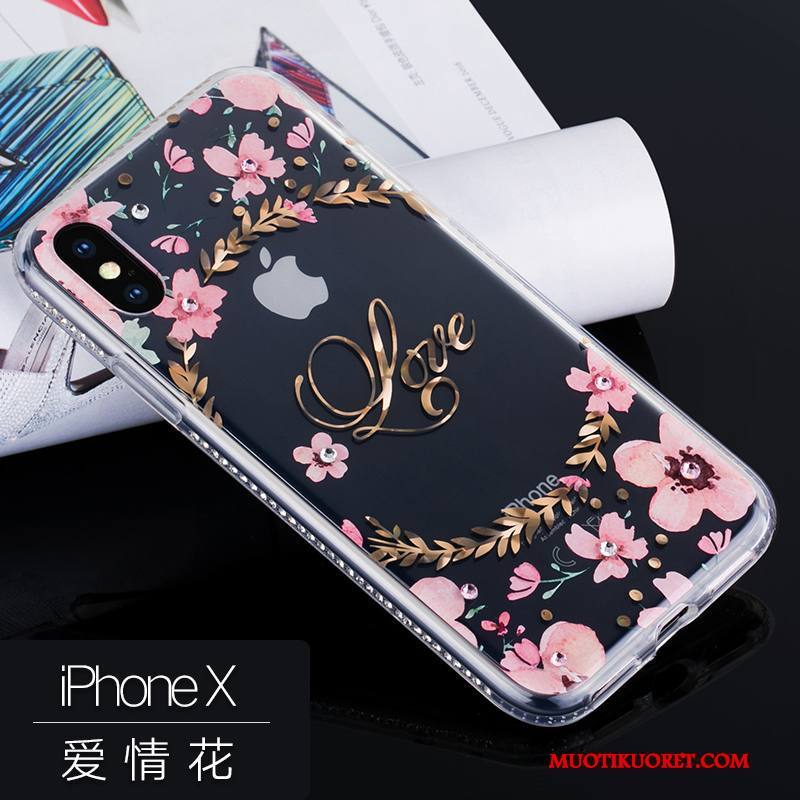 iPhone X Kuori Puhelimen Kuoret Pehmeä Neste Strassi Murtumaton Sininen All Inclusive Ylellisyys