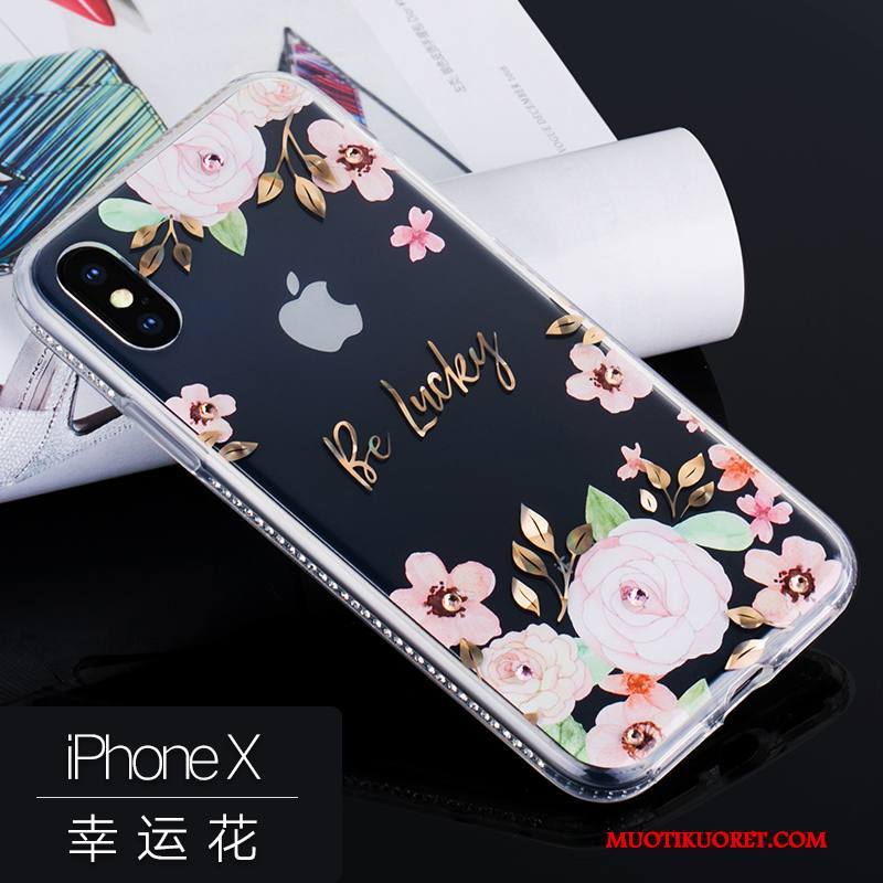 iPhone X Kuori Puhelimen Kuoret Pehmeä Neste Strassi Murtumaton Sininen All Inclusive Ylellisyys