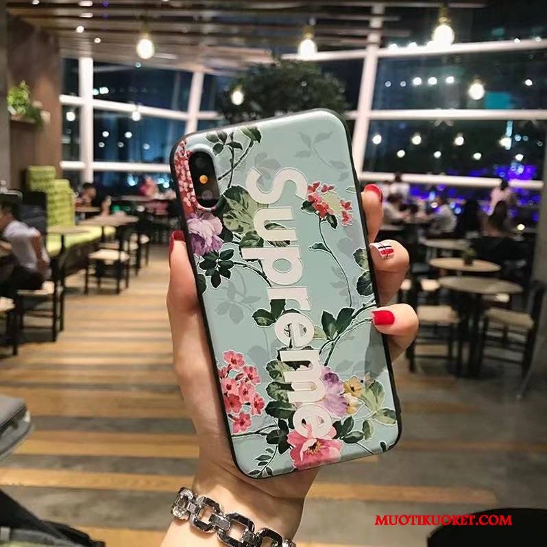 iPhone X Kuori Puhelimen Kuoret Silikoni Kohokuviointi Pehmeä Neste Jauhe Luova Tide-brändi