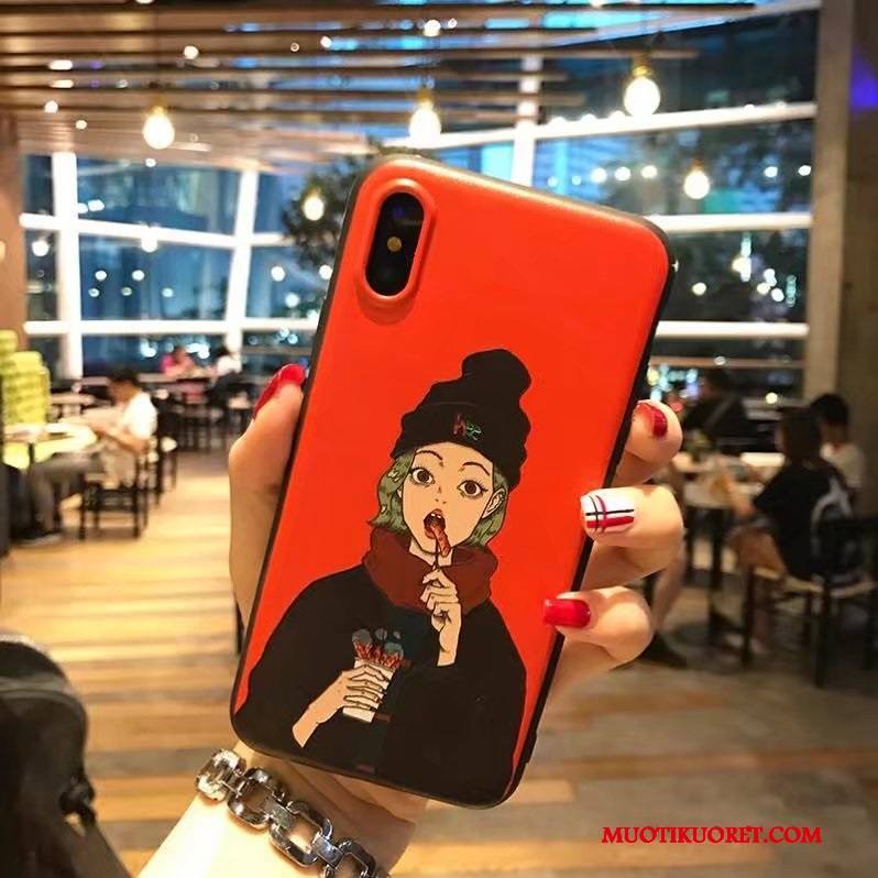 iPhone X Kuori Puhelimen Kuoret Silikoni Kohokuviointi Pehmeä Neste Jauhe Luova Tide-brändi