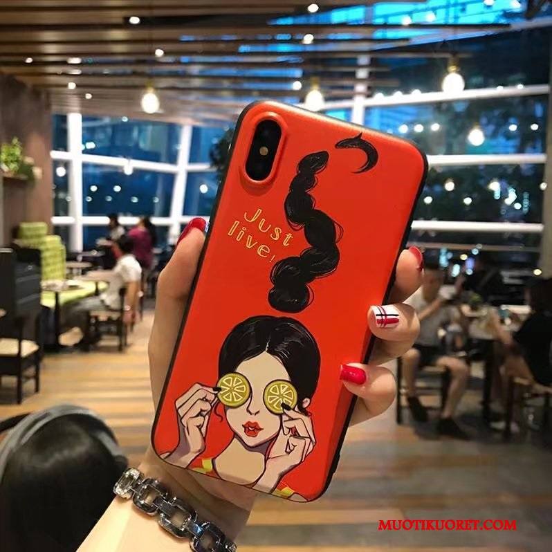 iPhone X Kuori Puhelimen Kuoret Silikoni Kohokuviointi Pehmeä Neste Jauhe Luova Tide-brändi