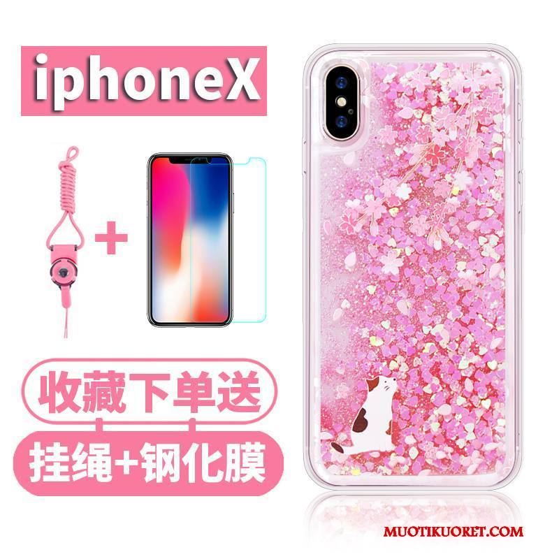 iPhone X Kuori Ripustettavat Koristeet Jauhe All Inclusive Murtumaton Kotelo Puhelimen Kuoret Läpinäkyvä