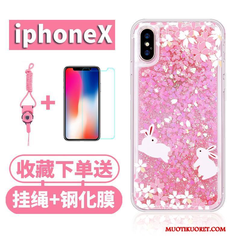 iPhone X Kuori Ripustettavat Koristeet Jauhe All Inclusive Murtumaton Kotelo Puhelimen Kuoret Läpinäkyvä