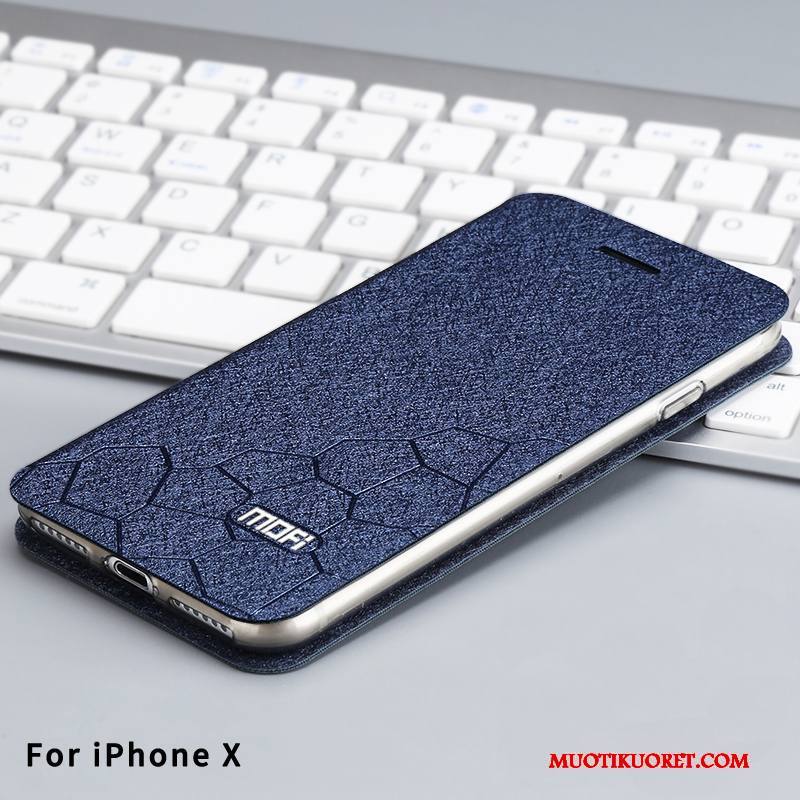 iPhone X Kuori Silikoni Puhelimen Kuoret Suojaus All Inclusive Sininen Kulta Simpukka