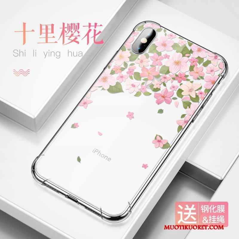 iPhone X Kuori Sininen Silikoni Luova Läpinäkyvä Suupaltti Kotelo Puhelimen Kuoret