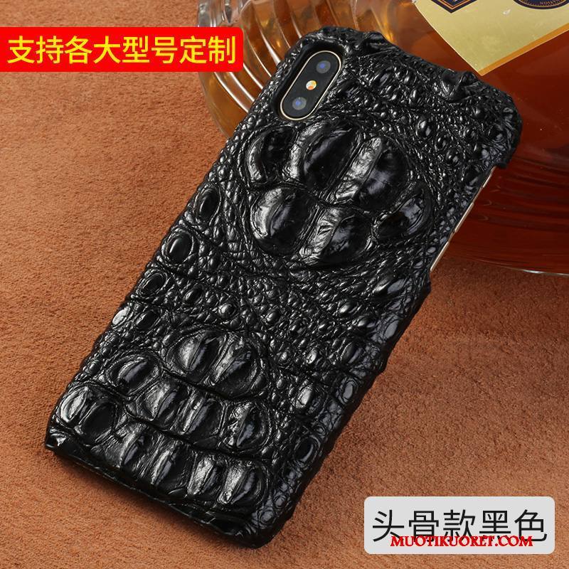 iPhone X Kuori Tide-brändi Aito Nahka Murtumaton Luova Krokotiili Puhelimen Kuoret Musta