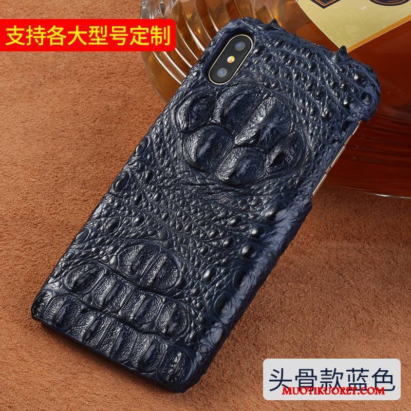iPhone X Kuori Tide-brändi Aito Nahka Murtumaton Luova Krokotiili Puhelimen Kuoret Musta