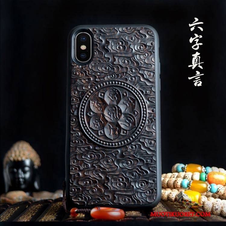 iPhone X Kuori Tuuli Puu Puhelimen Kuoret Musta Etninen Persoonallisuus Kohokuviointi