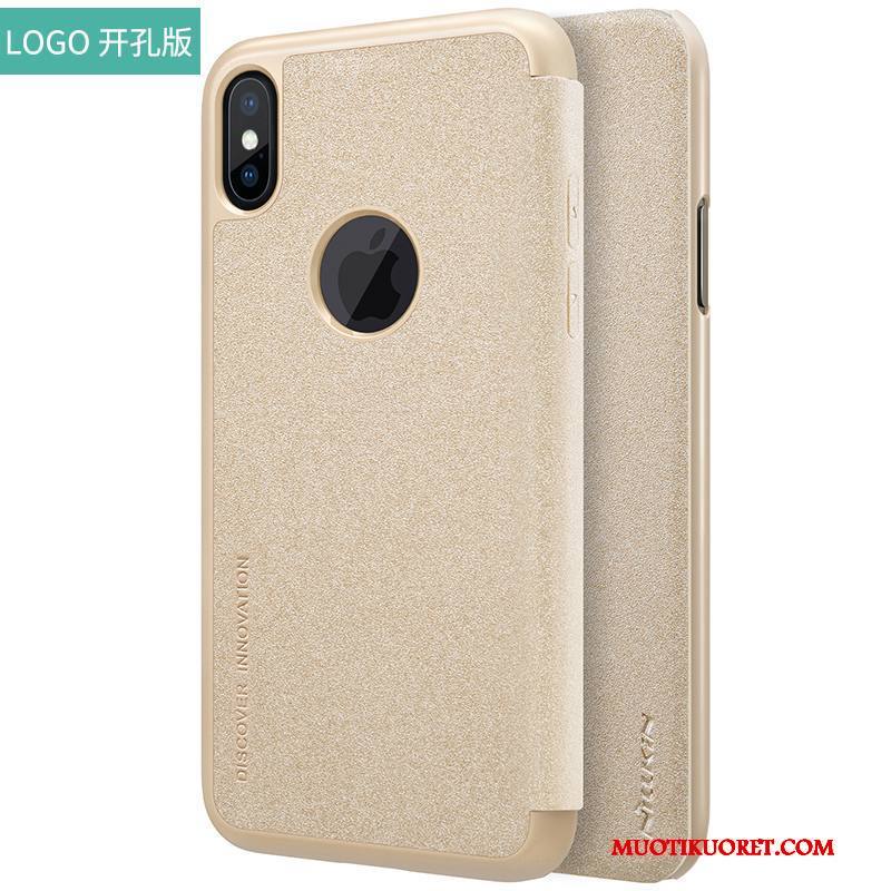 iPhone X Punainen Suojaus Kulta Murtumaton Puhelimen Kuoret Nahkakotelo Kuori