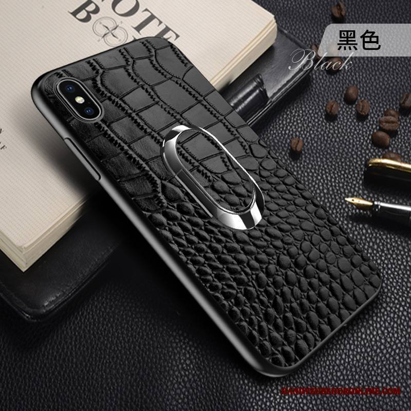 iPhone Xs Max Kuori Rengas Auto Nahka All Inclusive Nahkakotelo Ylellisyys Tuki