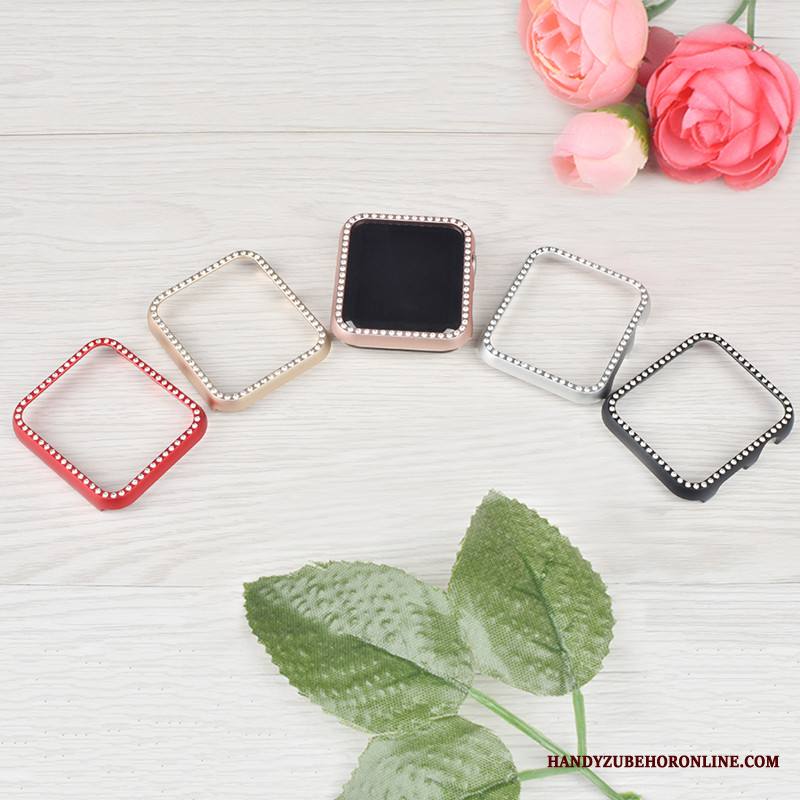 Apple Watch Series 2 Murtumaton Rhinestone Inlay Kuori Trendi Punainen Kotelo Metalli