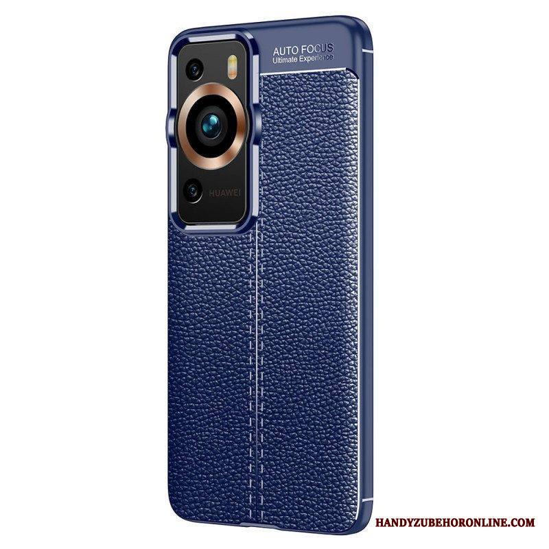 Case Huawei P60 Pro Kaksilinjainen Litsi-nahkaefekti