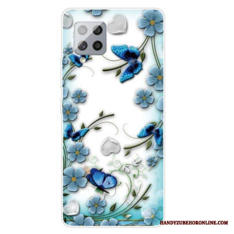 Case Samsung Galaxy A42 5G Saumattomat Retroperhoset Ja -kukat