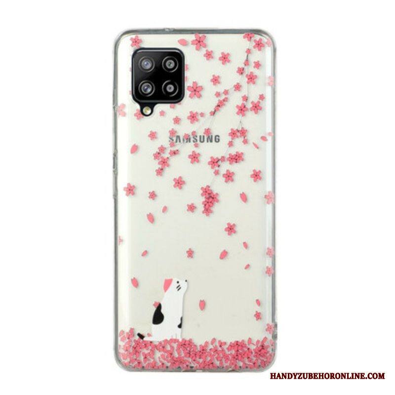 Case Samsung Galaxy M12 / A12 Terälehdet Ja Kissa