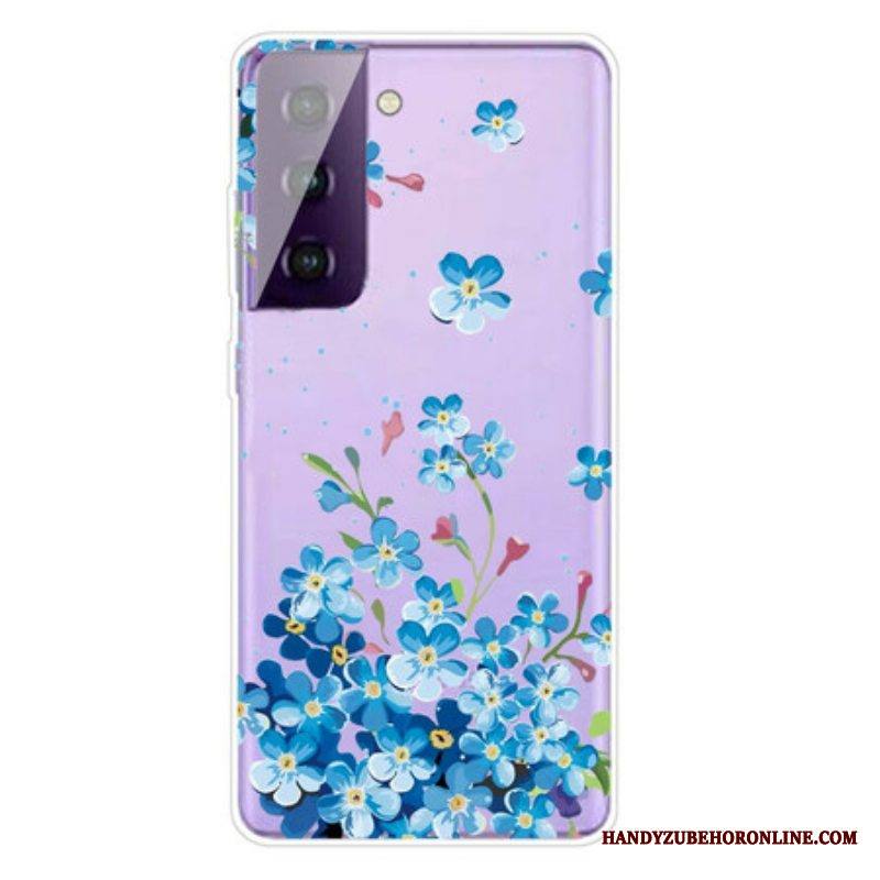 Case Samsung Galaxy S21 FE Sinisiä Kukkia