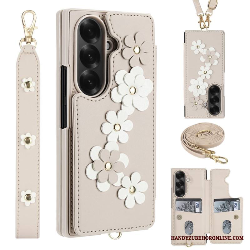 Case Samsung Galaxy Z Fold 7 Puhelinkuoret 3d-kukkakuvioinen Korttiteline Ja Jalusta