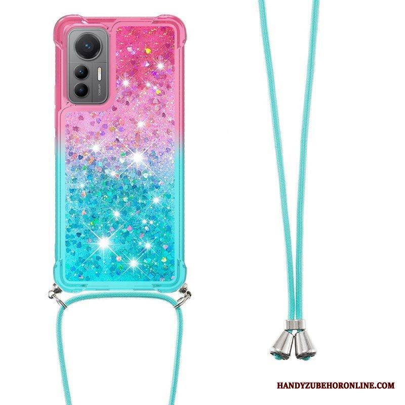 Case Xiaomi 12 Lite Kiristysnyörillä Glitter Silikoni Johto